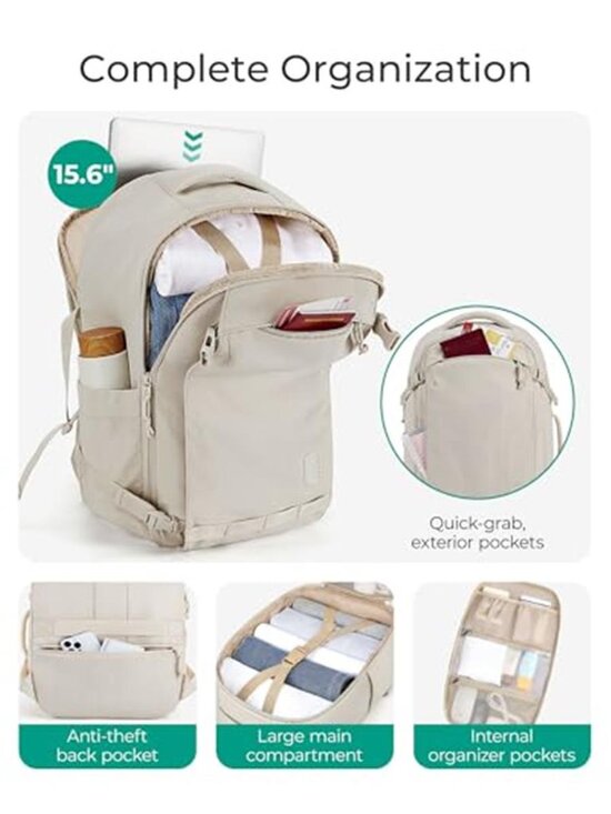 Travel Backpack 15.6 Laptop Carry On Personal Item Water Resistant 25L Backpack